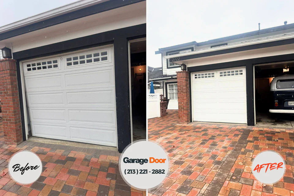 Before and after: garage door repair Crossville, AL
